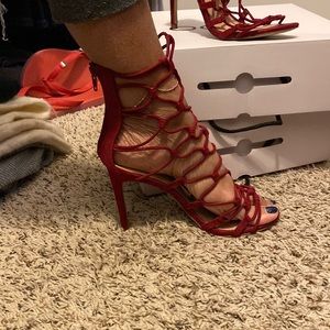 Aldo, burgundy, strap 3 inch heels